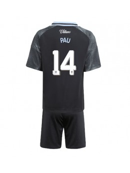 Billige Aston Villa Pau Torres #14 Bortedraktsett Barn 2025-26 Kortermet (+ Korte bukser)